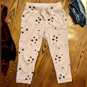 Baby Gap Joggers Waffle knit Pants size 5T light cream colored with black stars